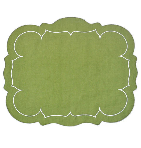 Scalloped Rectangular Linen Placemat Set/4