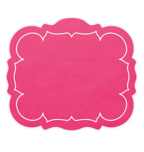 Scalloped Rectangular Linen Placemat Set/4