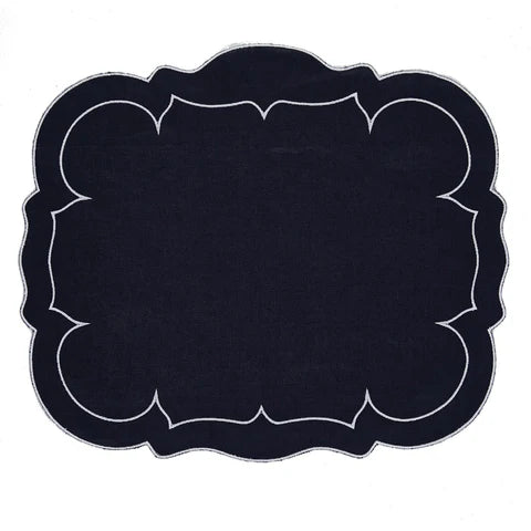Scalloped Rectangular Linen Placemat Set/4