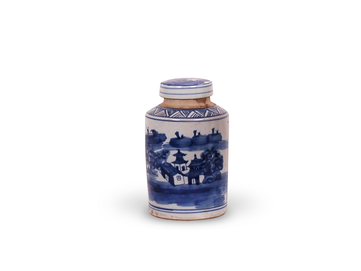 Blue and White Canton Tea Caddie