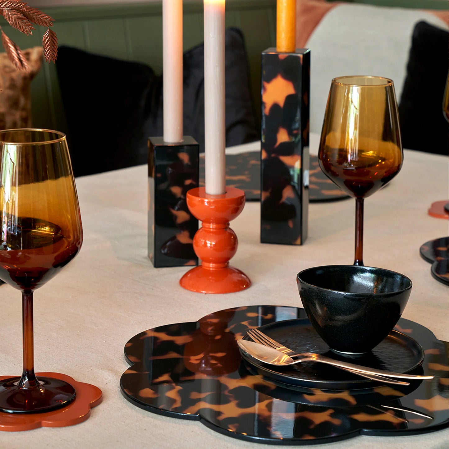 Enamel Bobbin Candlesticks