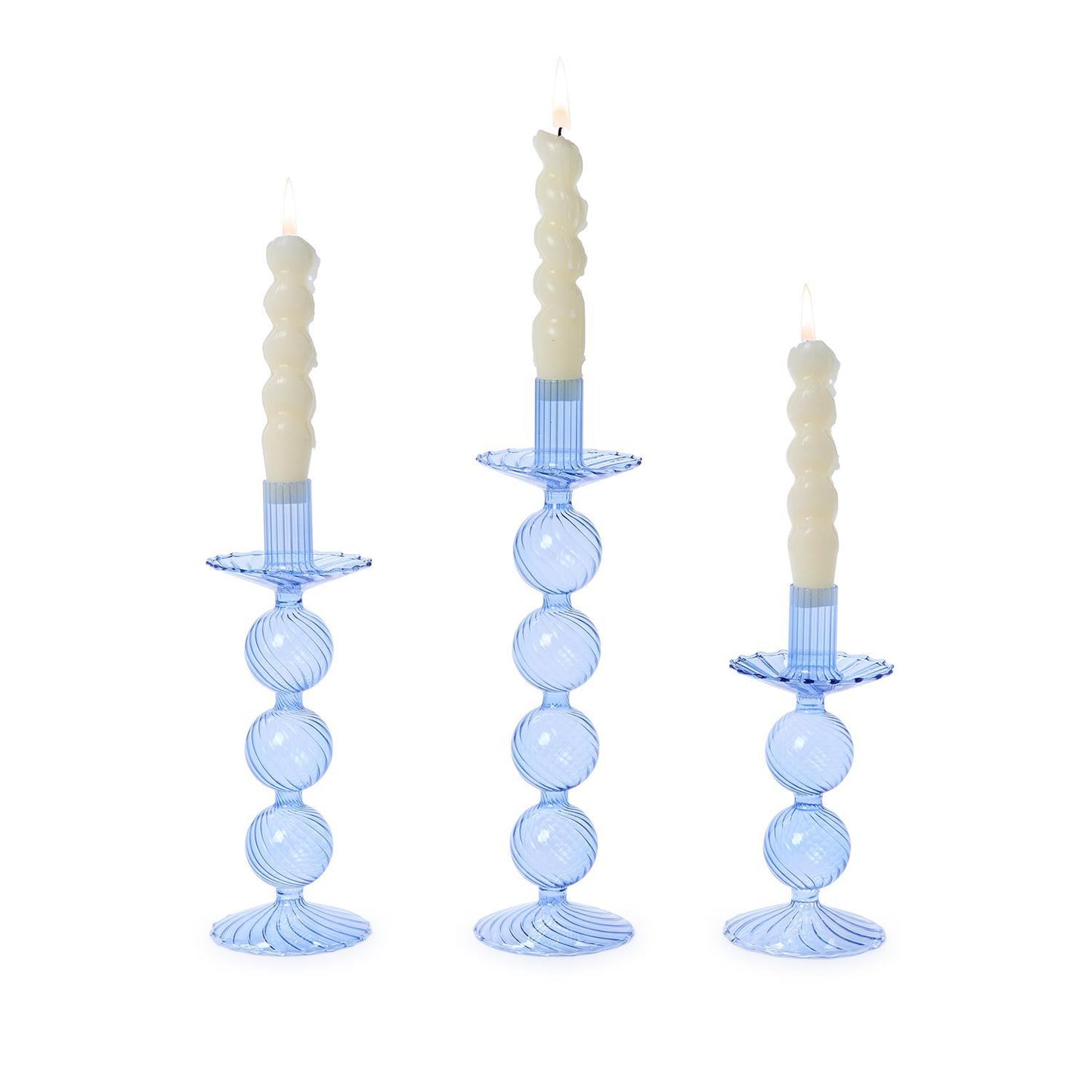 Hand Blown Glass Candlestick Holders