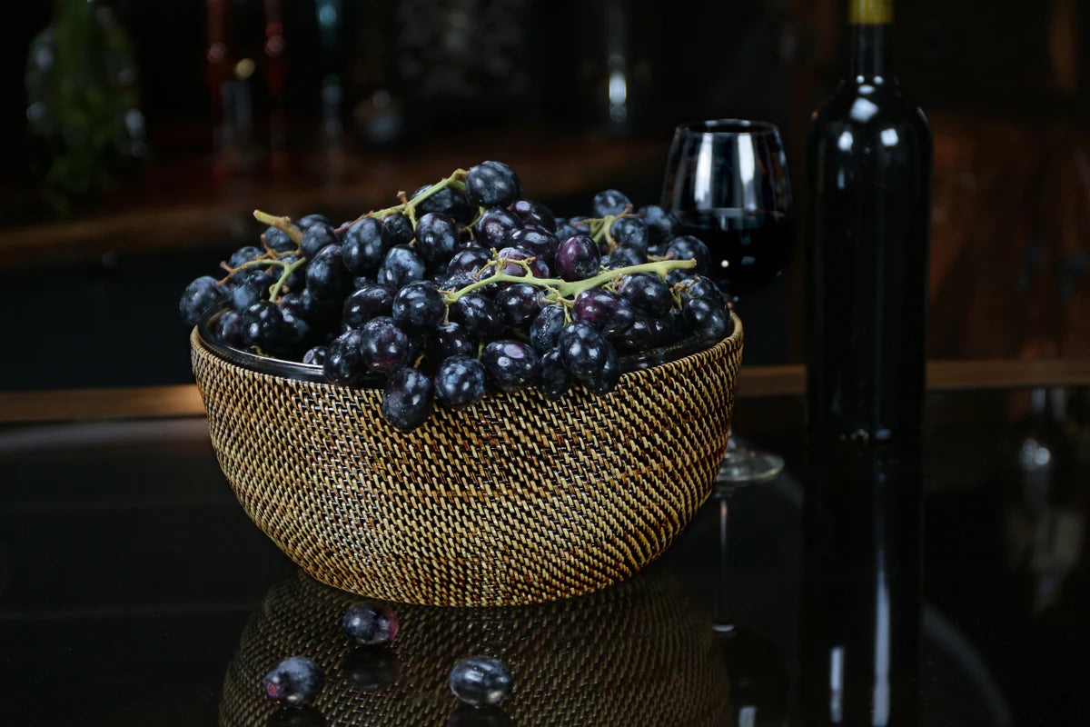 Round Serving Bowl with Basket