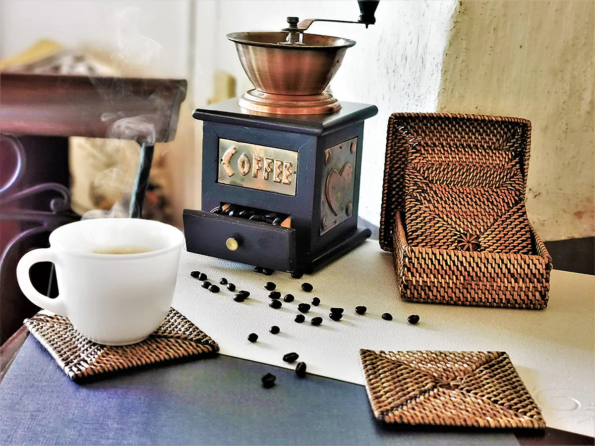 Square Coaster Set with Holder