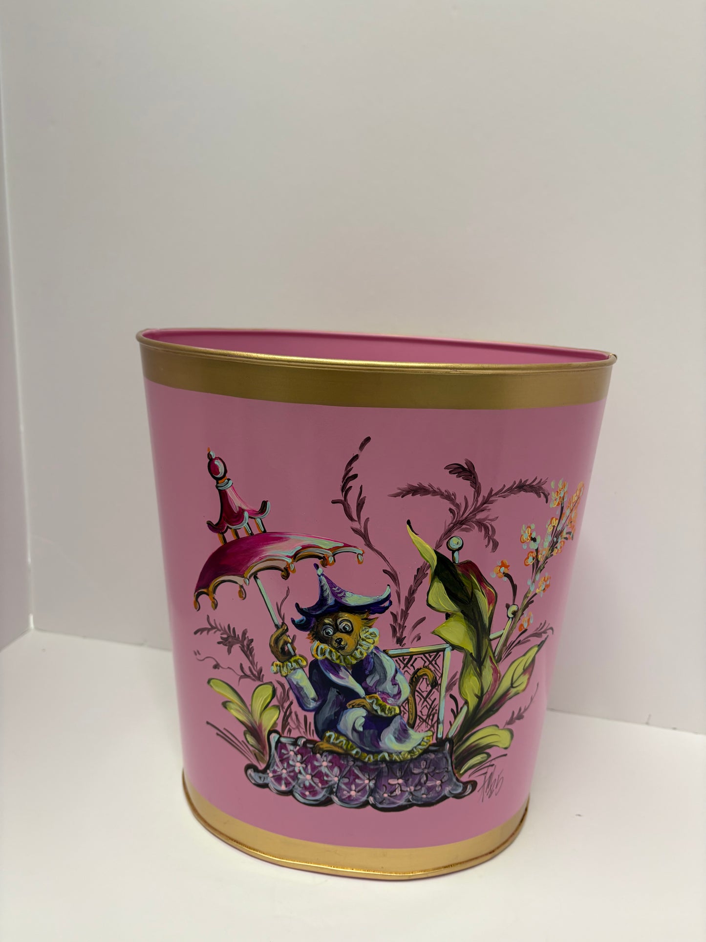 Custom Hand Painted Wastebin