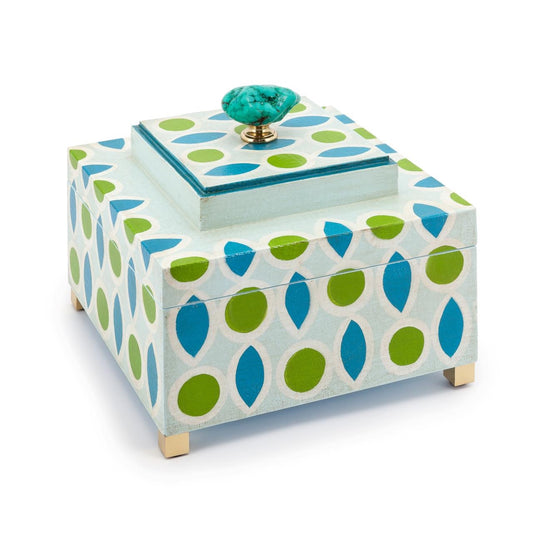 Blue and Green Wooden Box