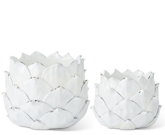 White Resin Artichoke Planters