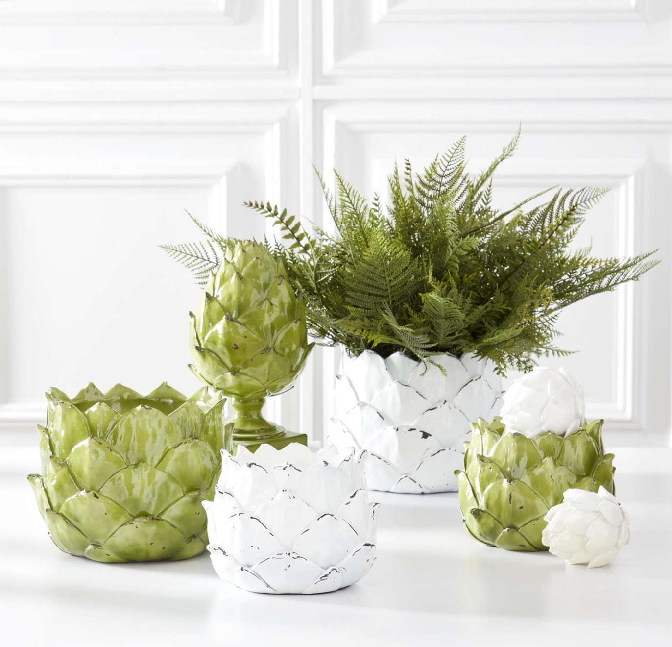 White Resin Artichoke Planters
