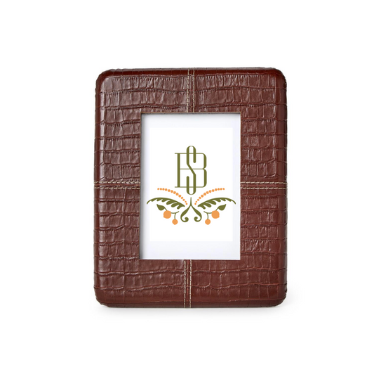 Chestnut  Leather Pattern Photo Frame