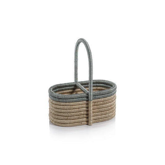 Coiled Rattan & Abaca Utensil/Wine Caddy