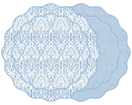 Damask/Dot Fan Scallop Placemats Set/4