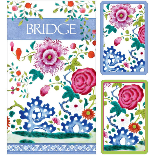Floral Porcelain Jumbo Bridge Cards and Score Pads Gift Set