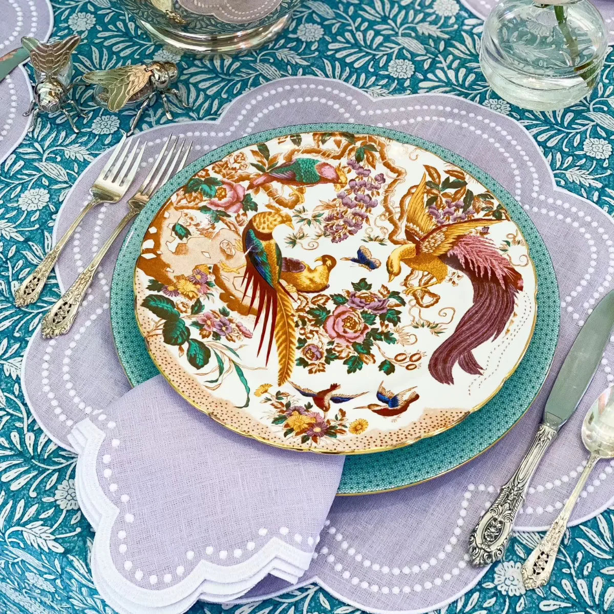 Lavender Dots Table Linens Set/4
