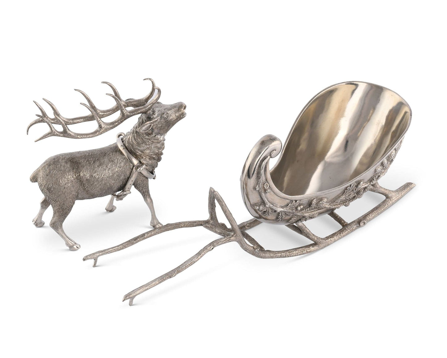 Reindeer Sleigh Pewter Centerpiece