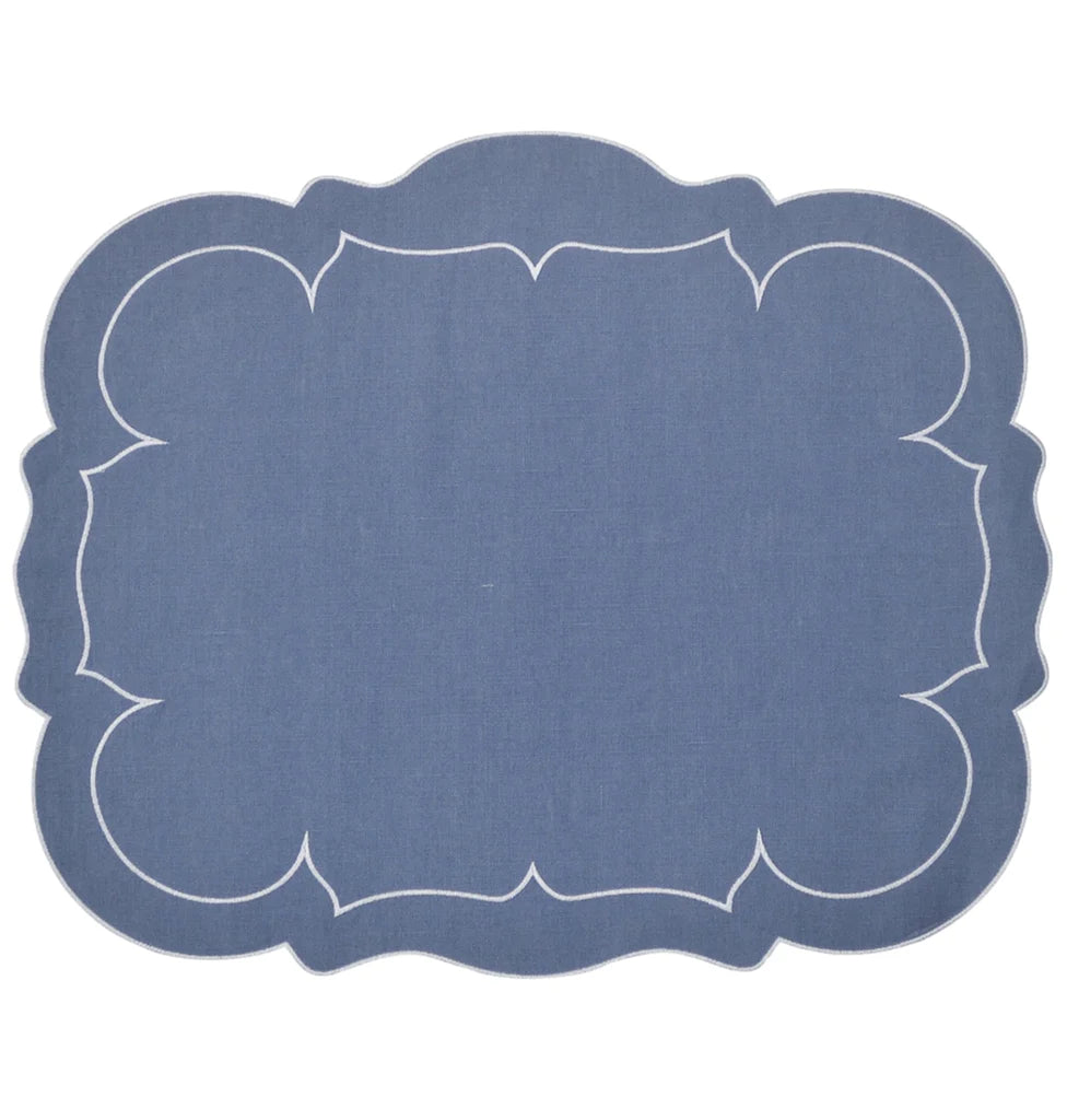 Scalloped Rectangular Linen Placemat Set/4