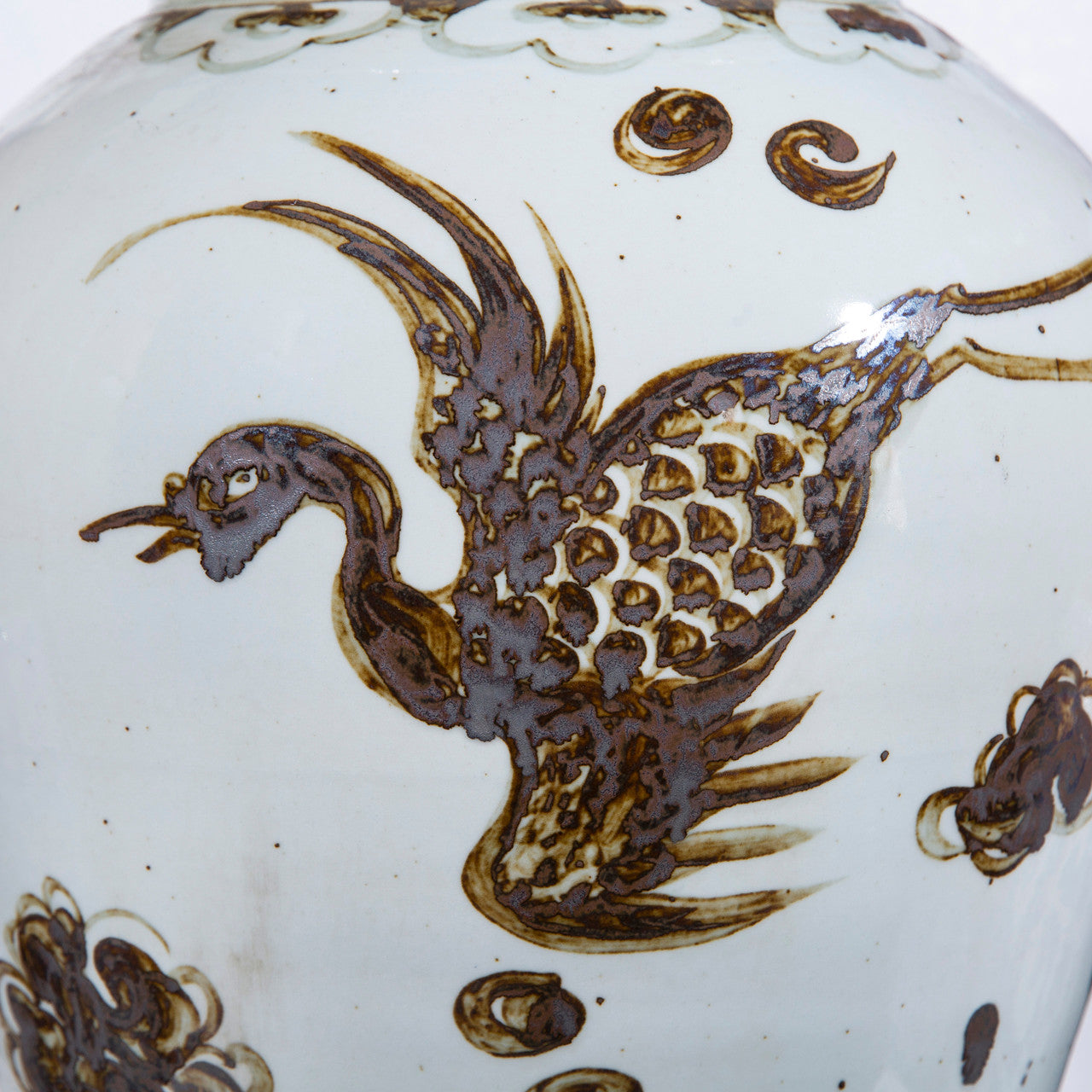 Rusty Brown Crane Temple Jar