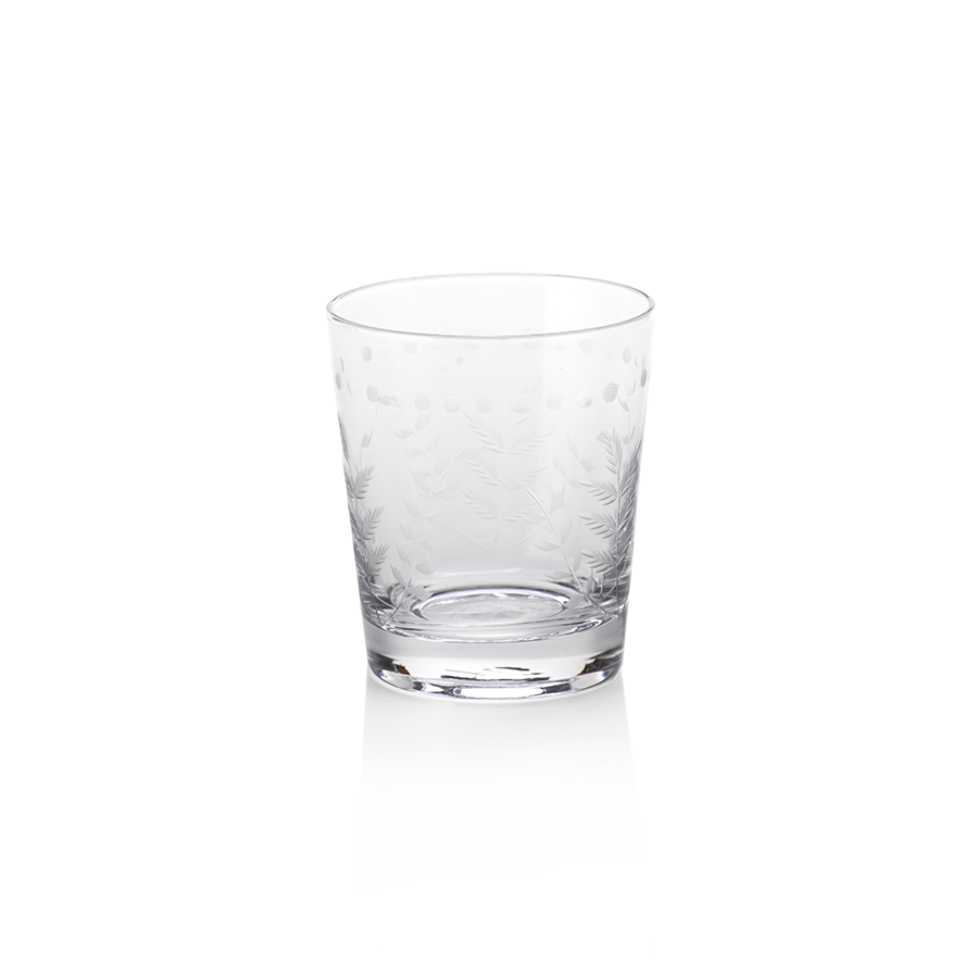 Leaves Cut Tumbler Glass