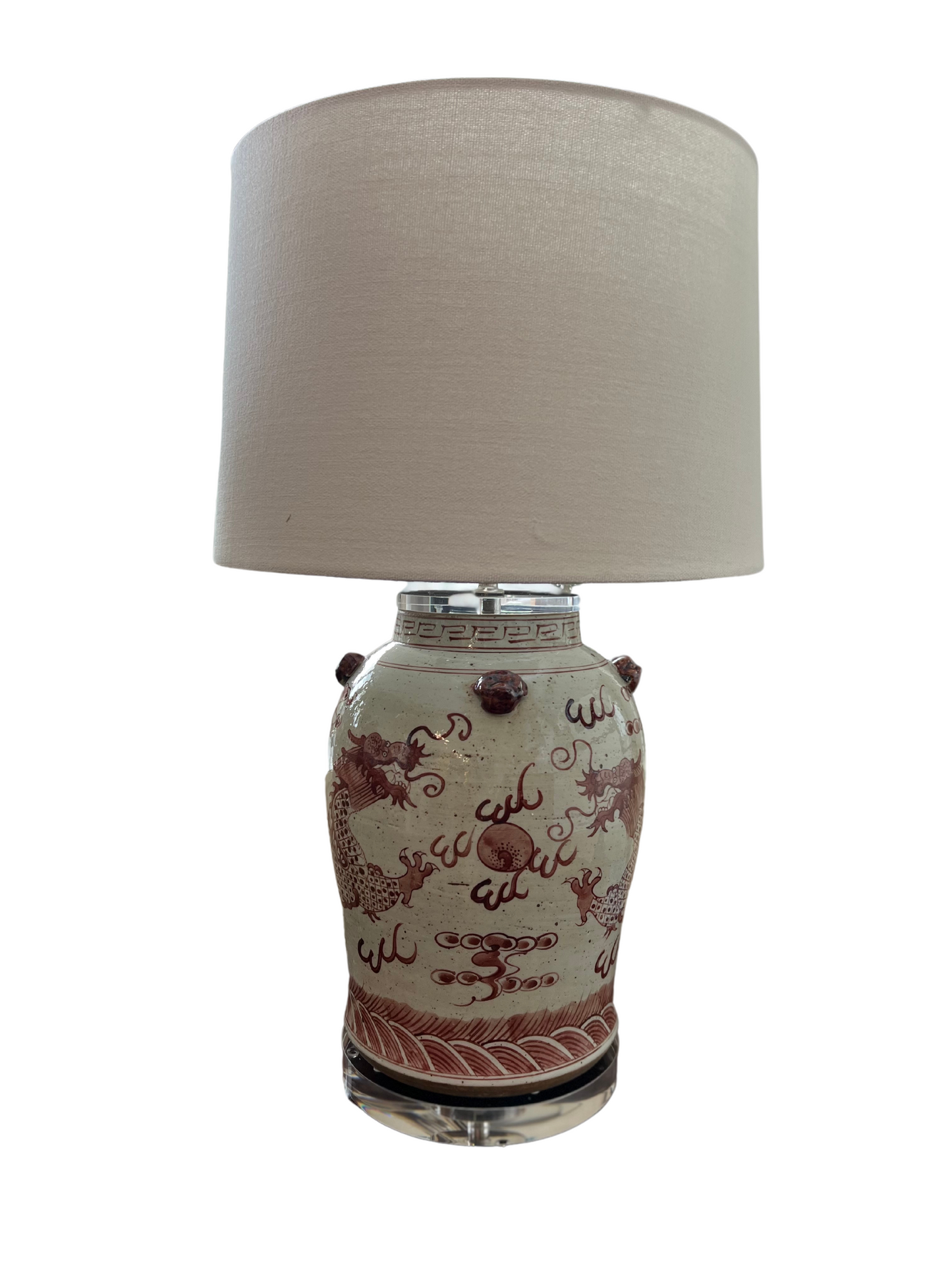 Lamp Of Rustic Red Dragon Jar