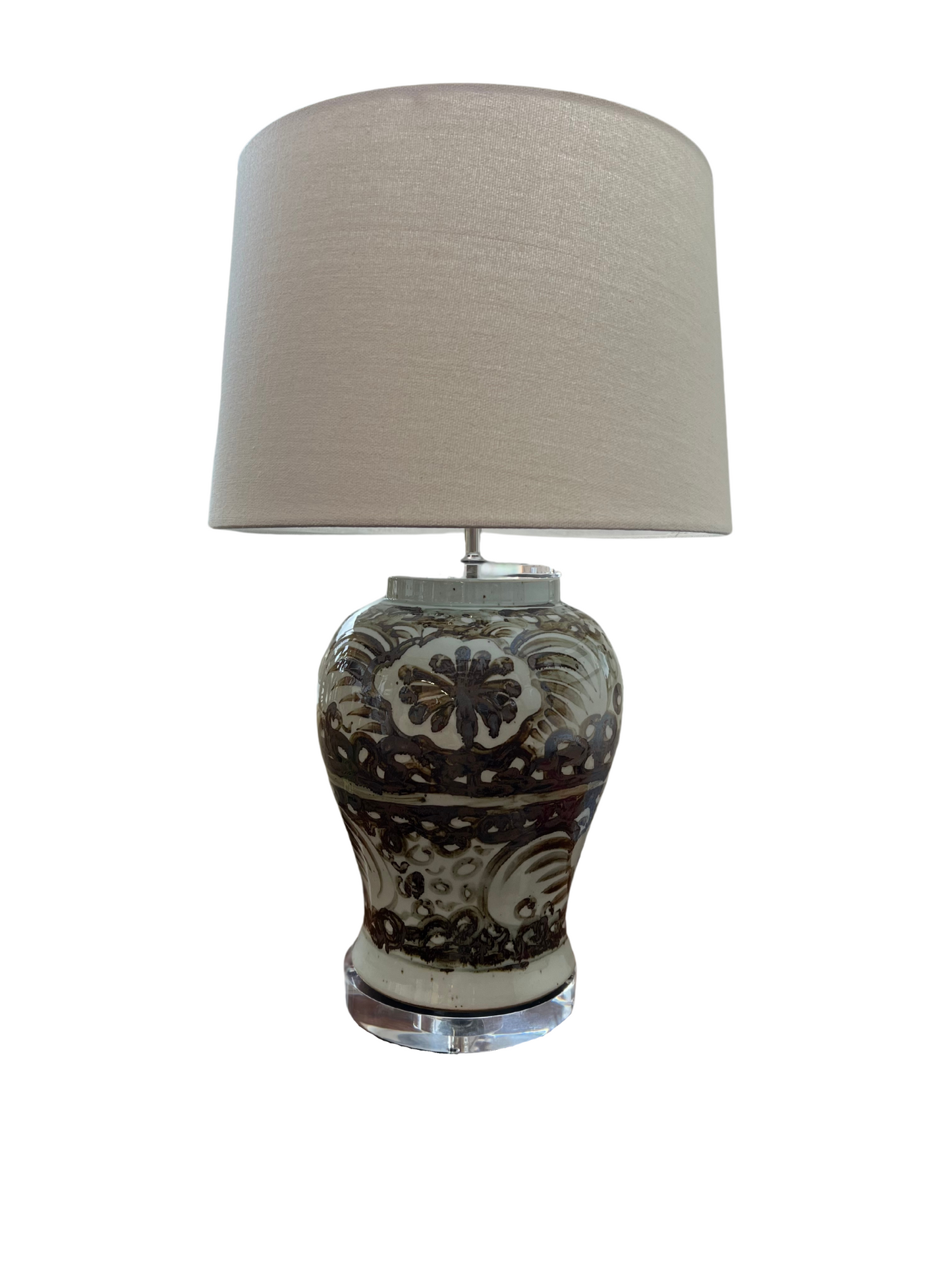 Lamp Of Brown Flower Jar