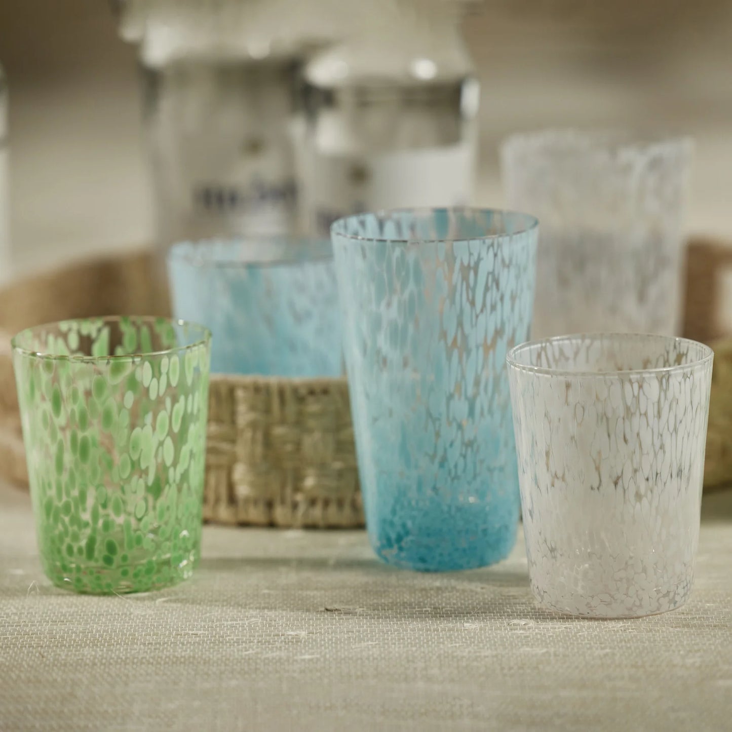 Green Speckled Glassware