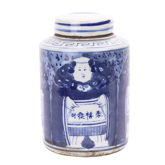 Blue And White Mini Tea Jar Lucky Boy