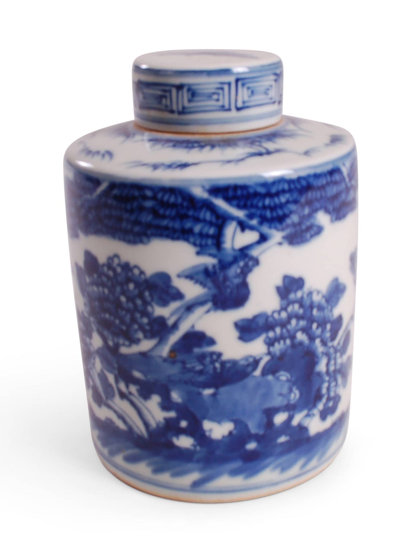 Blue and White Bird and Flower Tea Caddie