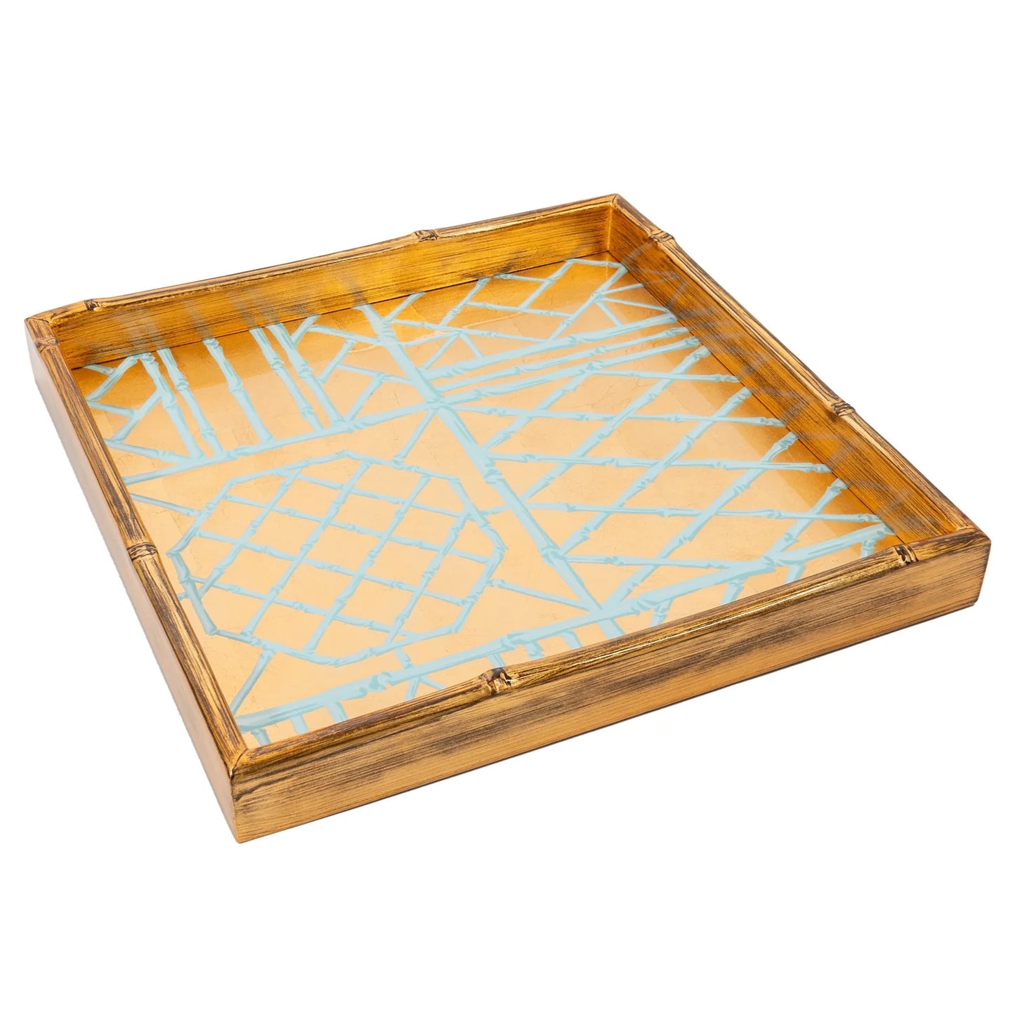 Square Bamboo Edge Lacquer Tray