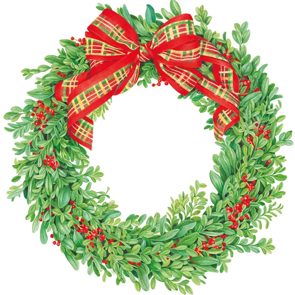 Wreath Boxwood & Berries Placemat S/4