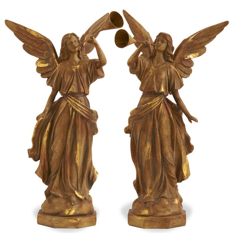 Vintage Gold Angels Playing Trumpet S/2