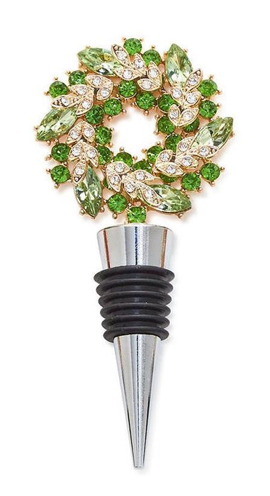 Holiday Wreath Jeweled Bottle Stoppers
