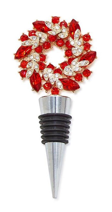 Holiday Wreath Jeweled Bottle Stoppers