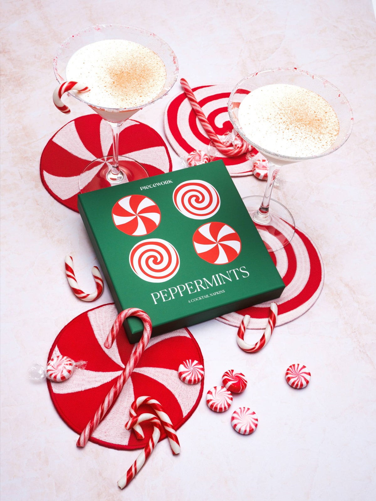 🎄HOLIDAY🎄Peppermint Cocktail Napkins - Set of 4