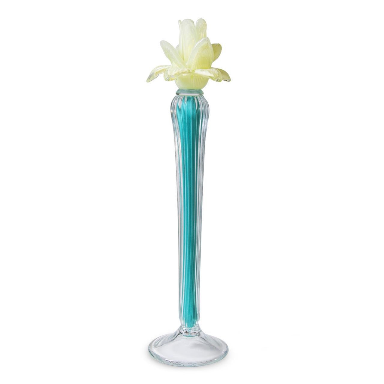Hand Blown Glass Flower Candle Holders