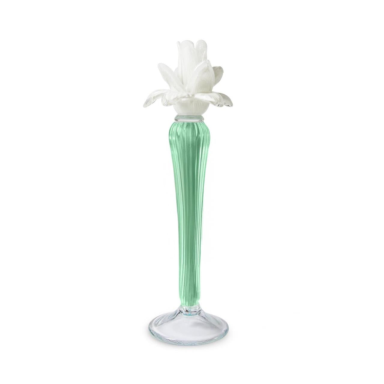 Hand Blown Glass Flower Candle Holders