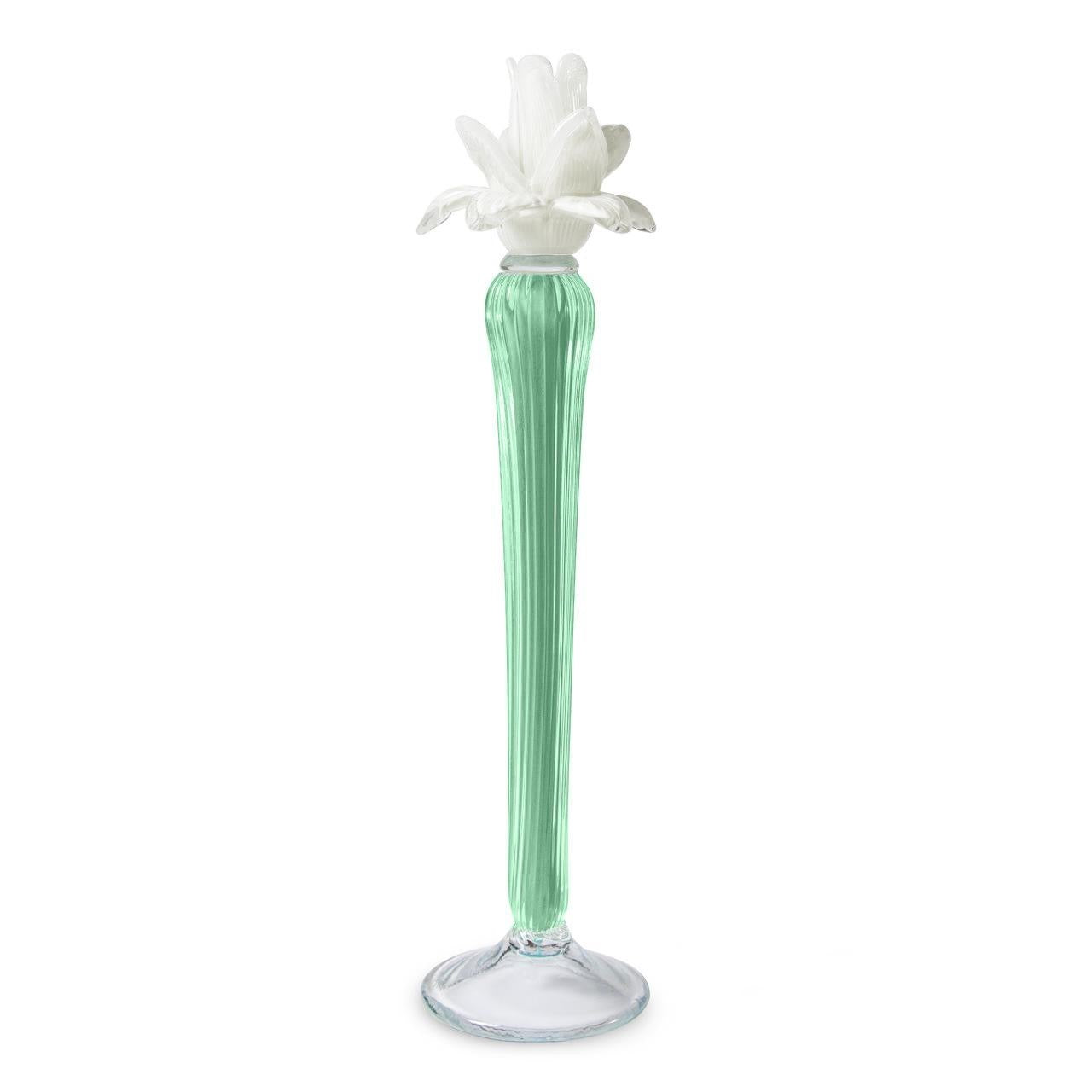 Hand Blown Glass Flower Candle Holders
