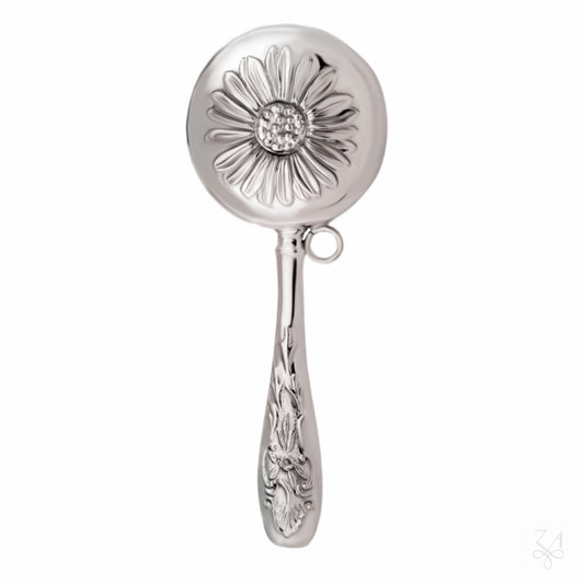 Sterling Silver Daisy Baby Rattle