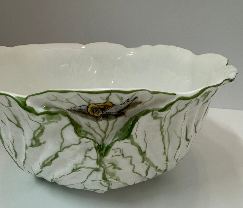 Hand Painted Porcelain Cabbage Bowl with Butterflies