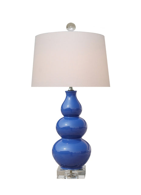 Porcelain Navy Blue Gourd Lamp