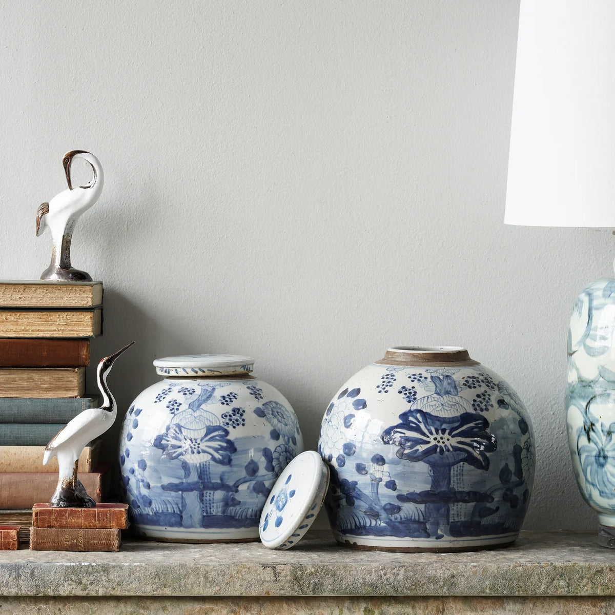 Hand-Painted Jar With Lotus Flower