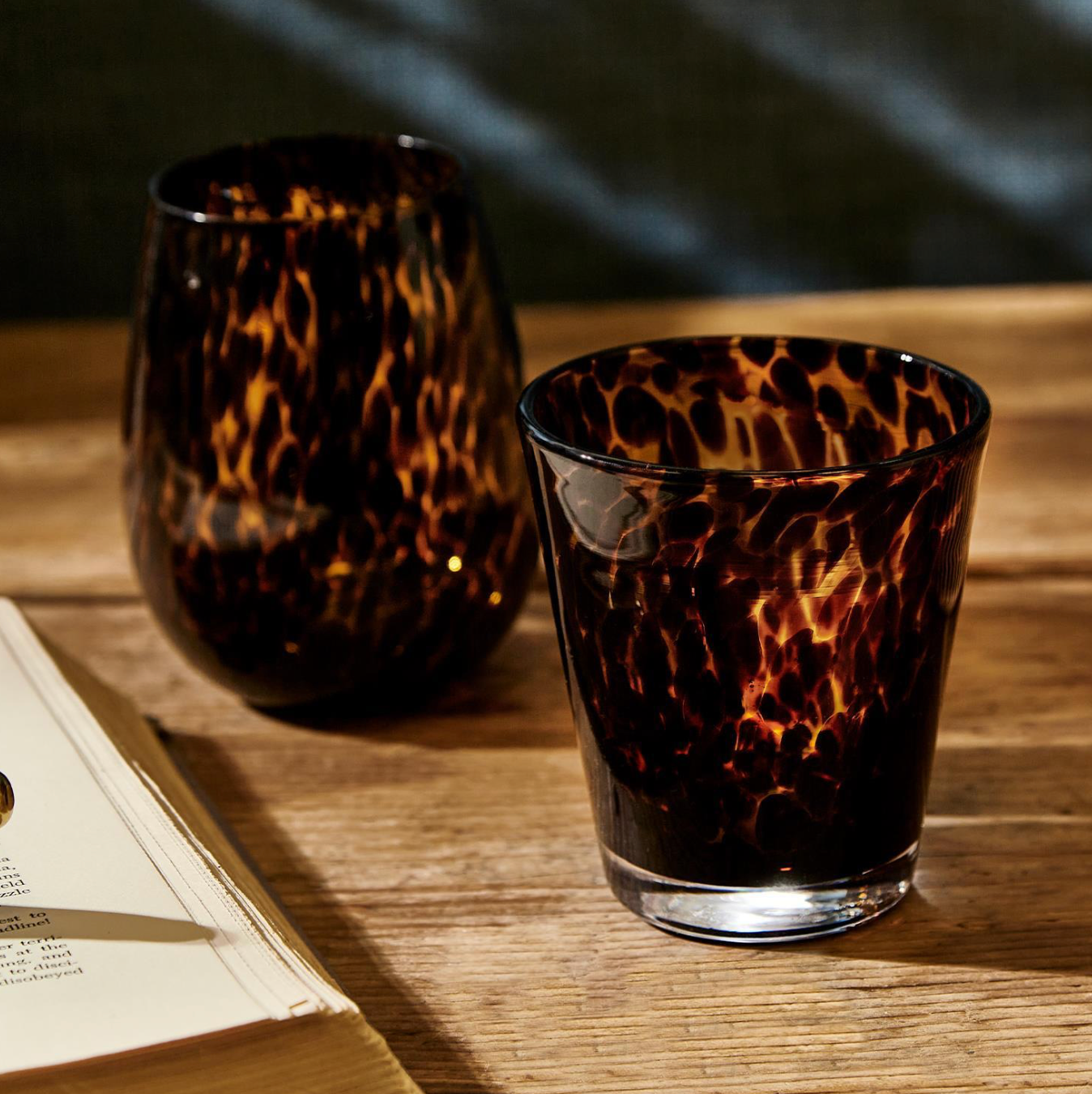 Tortoise Print Double Old Fashion Glass