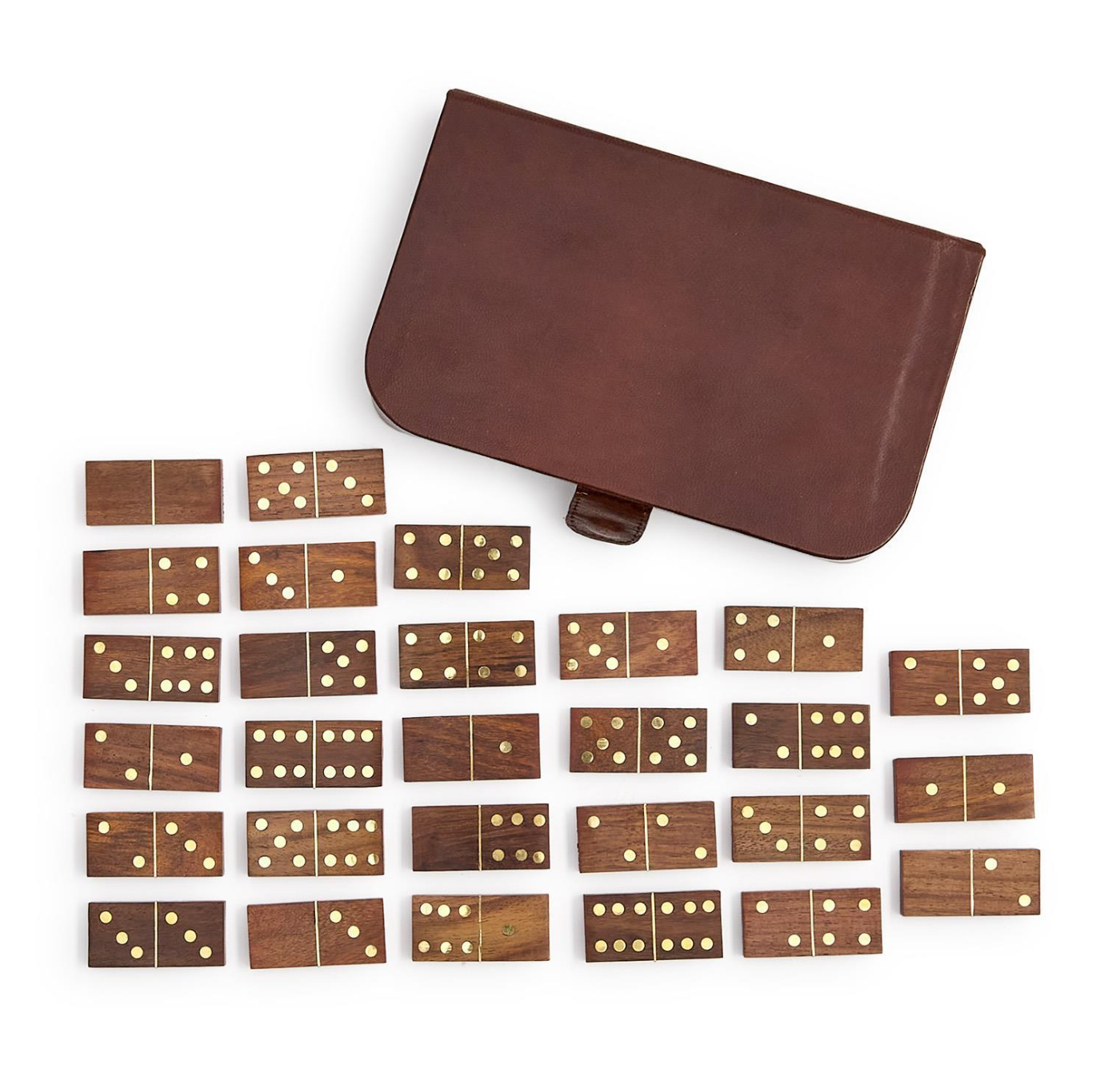 Chestnut Genuine Leather Domino Set