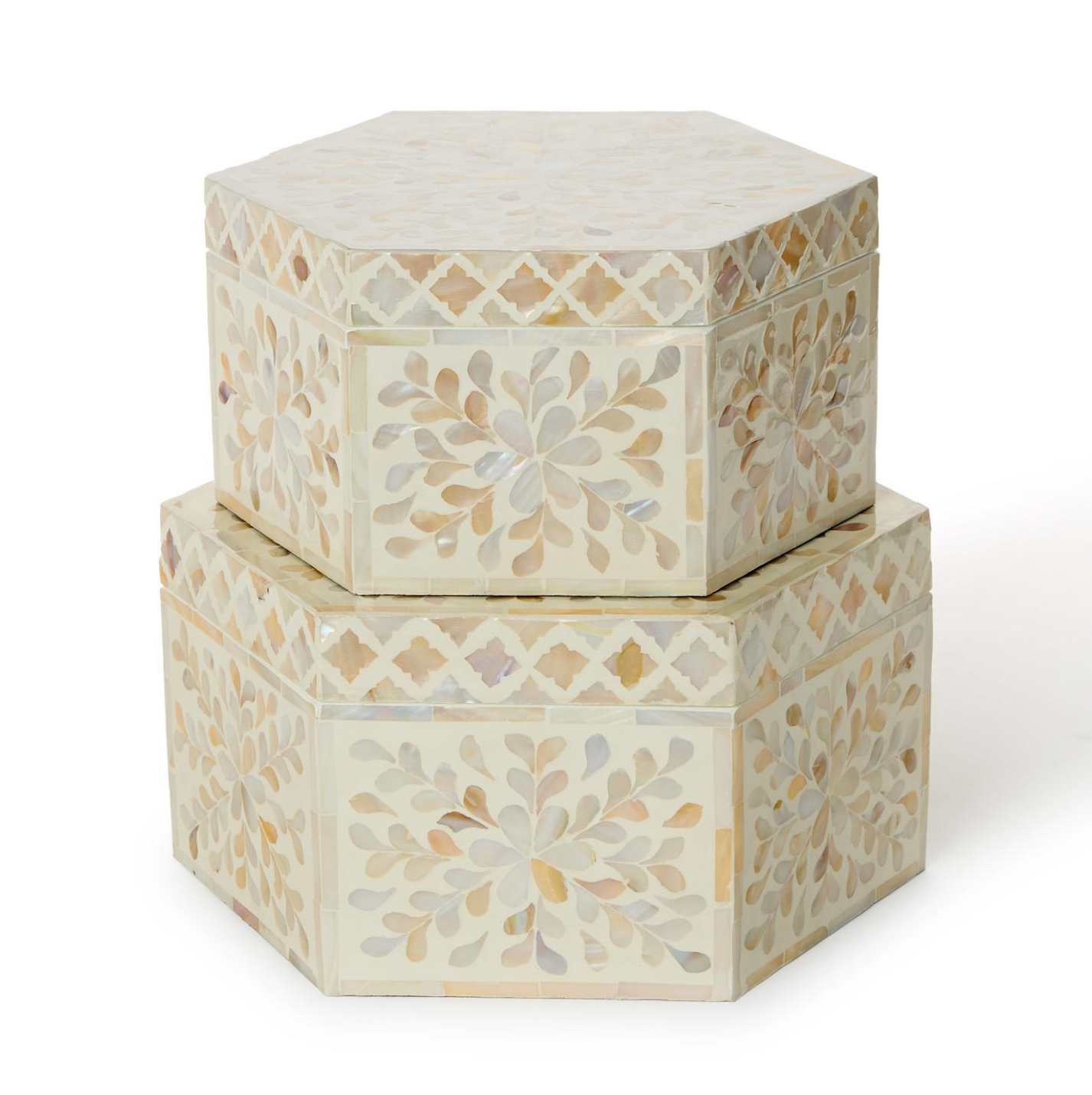 Opalescent Mother of Pearl Hexagon Box