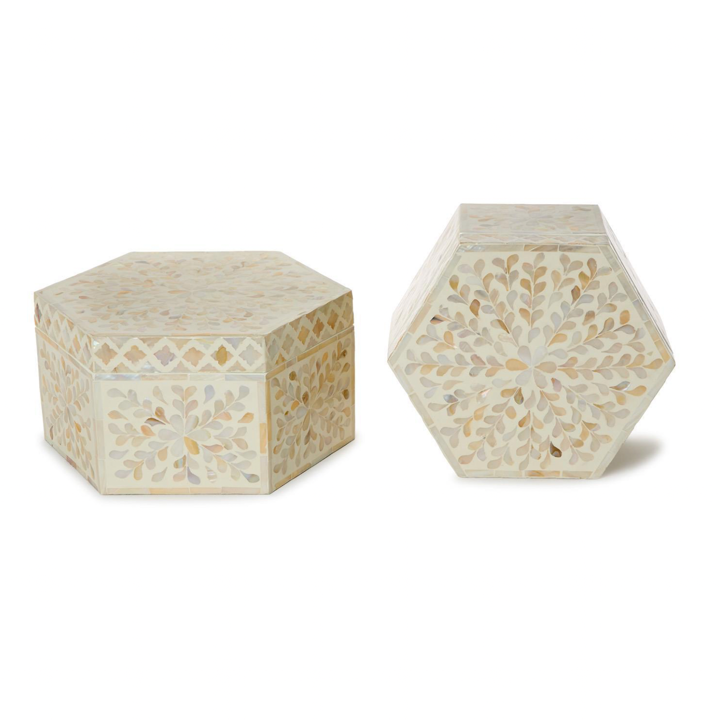 Opalescent Mother of Pearl Hexagon Box