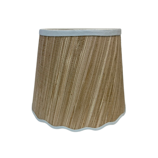 Grasscloth Shade with Linen Trim Pale Blue