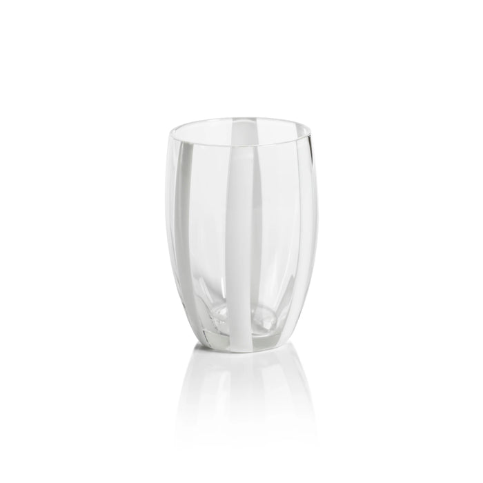 Portofino Stemless Glass with White Stripes