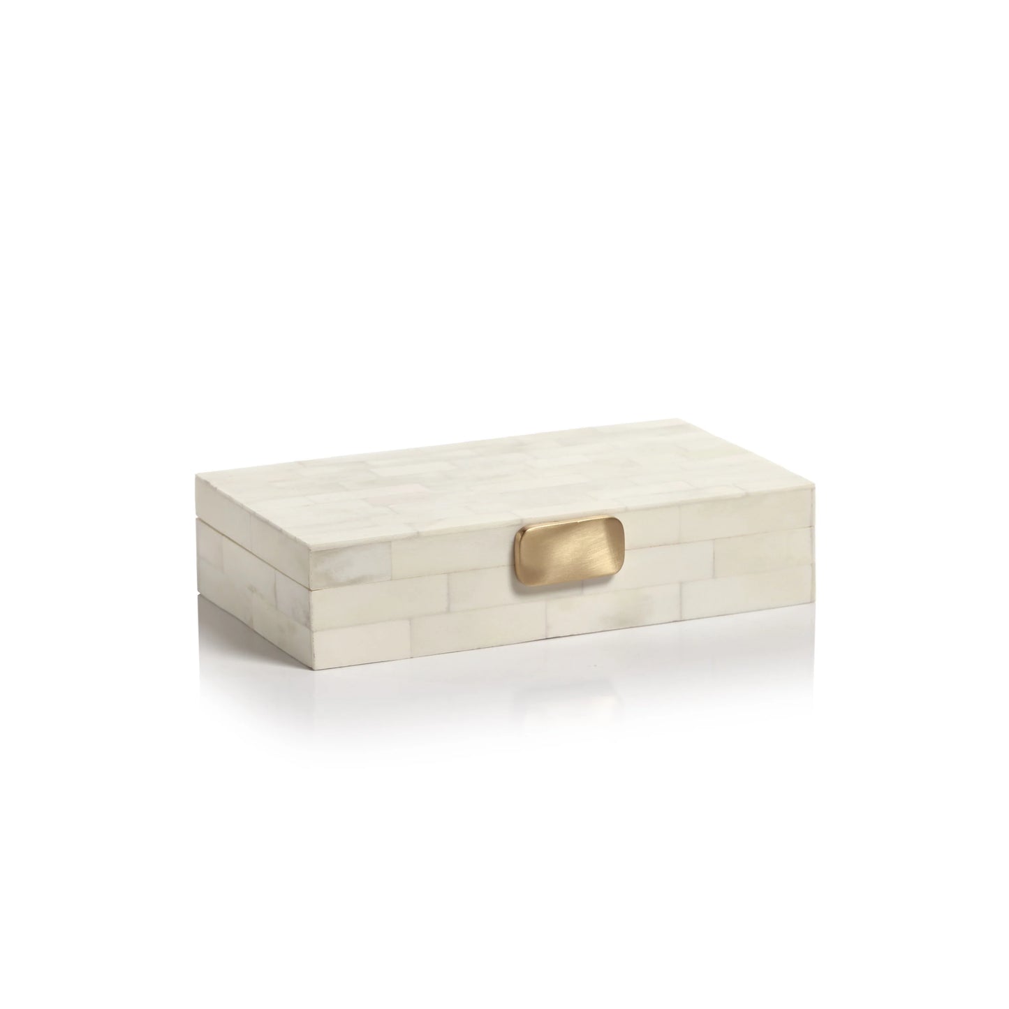 White Bone Box with Brass Closure