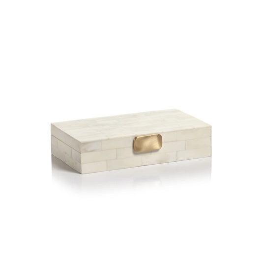 White Bone Box with Brass Closure
