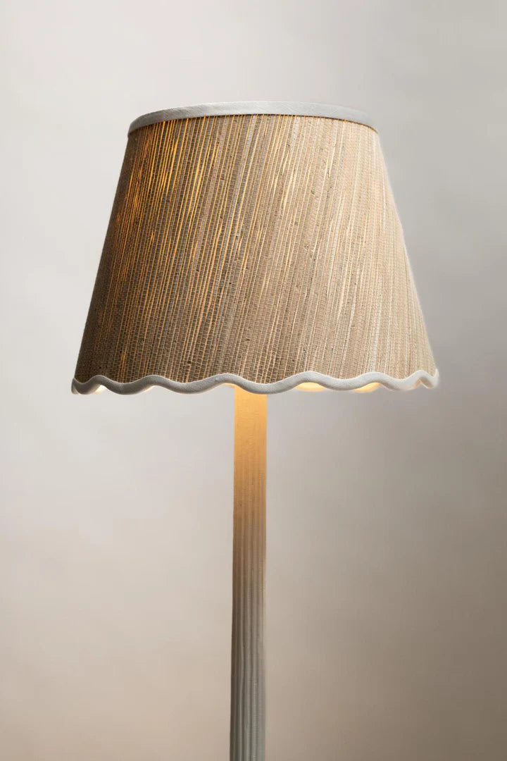 Grasscloth Wave Shade - 12" - Cloud White Trim