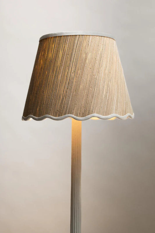 Grasscloth Wave Shade - 12" - Cloud White Trim