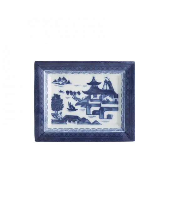 Small Blue Canton Rectangle Tray